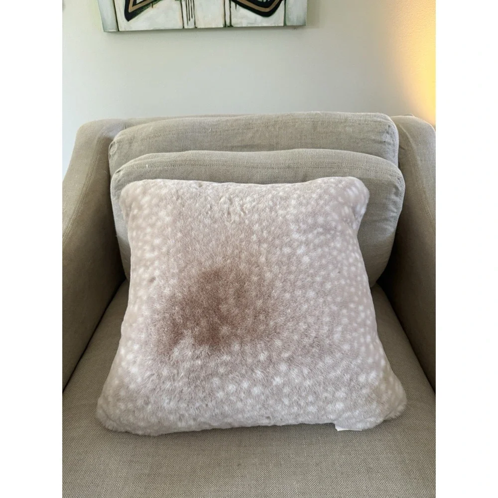 Nicole Miller Artelier Faux Fur Deer Fawn‎ Print Pink Throw Pillows Set of 3